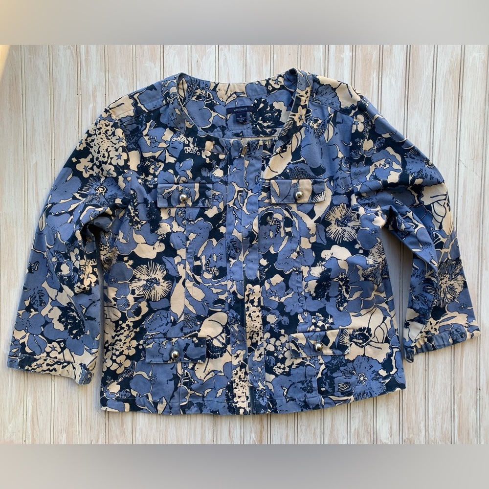 Westbound Blue and Tan Floral Jacket Size XL